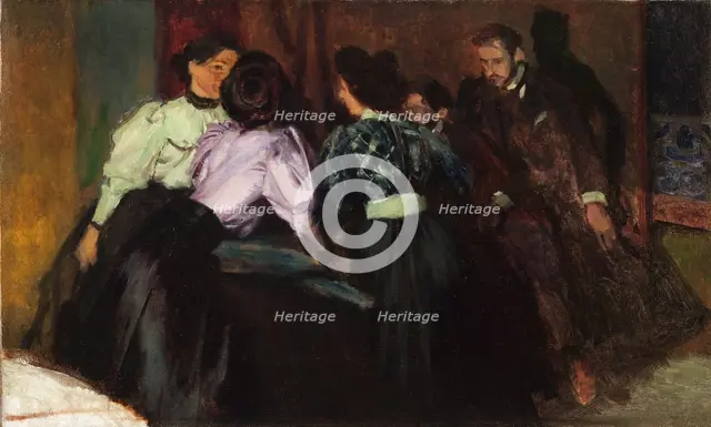 Sketch to the Painting "Conversation", 1895. Creator: Jozef Mehoffer.