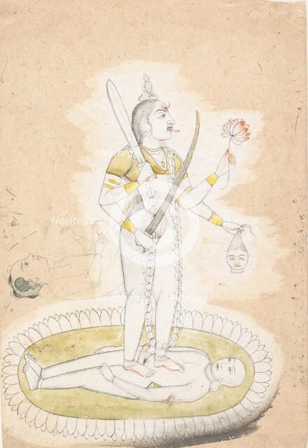 Sketch with Kali and a Young Boy, ca. 1800. Creator: Unknown.