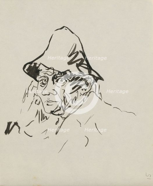 Sketchbook 4 Man in a hat, 1st half 20th century. Creator: Arnold Peter Weisz-Kubincan.
