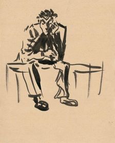 Sketchbook 8 Sitting man, 1st half 20th century. Creator: Arnold Peter Weisz-Kubincan