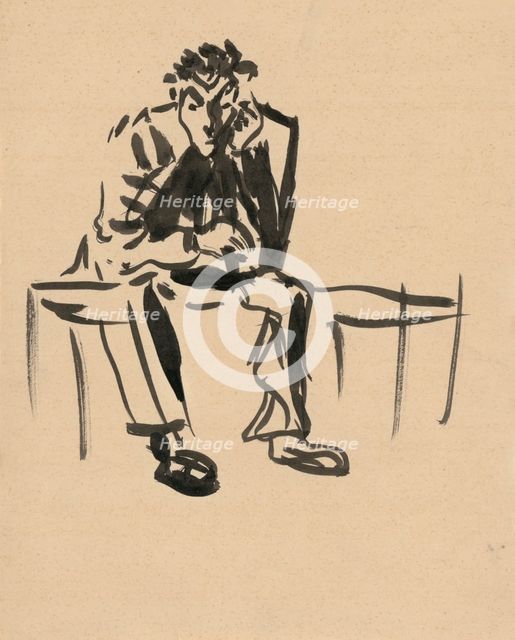Sketchbook 8 Sitting man, 1st half 20th century. Creator: Arnold Peter Weisz-Kubincan.