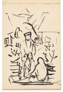 Sketchbook 19 Man and Two Women, 1st half 20th century. Creator: Arnold Peter Weisz-Kubincan