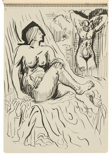 Sketchbook 22 Two Female Nudes, 1st half 20th century. Creator: Arnold Peter Weisz-Kubincan
