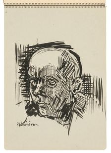 Sketchbook 22 Man's Head, 1st half 20th century. Creator: Arnold Peter Weisz-Kubincan