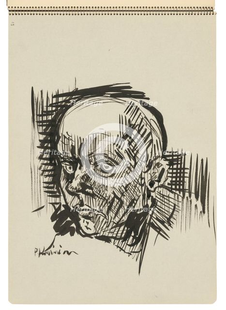 Sketchbook 22 Man's Head, 1st half 20th century. Creator: Arnold Peter Weisz-Kubincan.