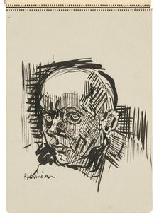 Sketchbook 22 Man's Head, 1st half 20th century. Creator: Arnold Peter Weisz-Kubincan