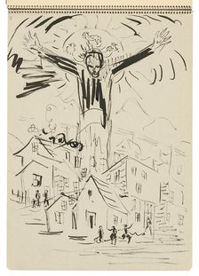 Sketchbook 22 Savior Over the City, 1st half 20th century. Creator: Arnold Peter Weisz-Kubincan