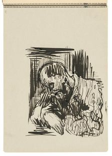 Sketchbook 22 Seated Man, 1st half 20th century. Creator: Arnold Peter Weisz-Kubincan