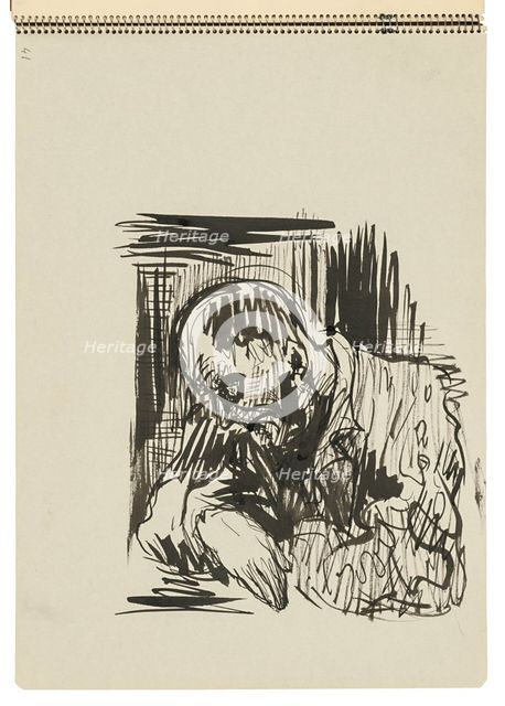 Sketchbook 22 Seated Man, 1st half 20th century. Creator: Arnold Peter Weisz-Kubincan.