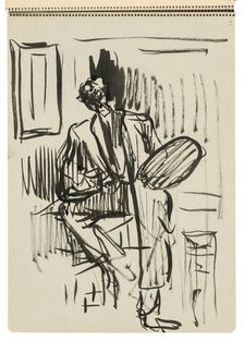 Sketchbook 22 Seated Self-Portrait with Palette, 1st half 20th century. Creator: Arnold Peter Weisz-Kubincan