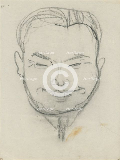 Sketchbook 3 Smiling face (sketch), 1st half 20th century. Creator: Arnold Peter Weisz-Kubincan.