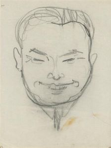 Sketchbook 3 Smiling face (sketch), 1st half 20th century. Creator: Arnold Peter Weisz-Kubincan