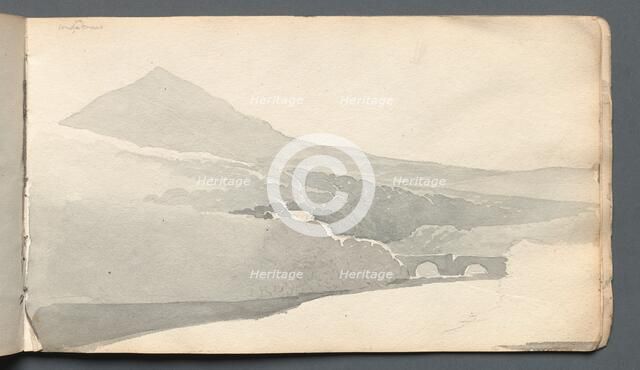 Sketchbook: "Mountainous Landscape with Bridge", 1814. Creator: Samuel Prout (British, 1783-1852).