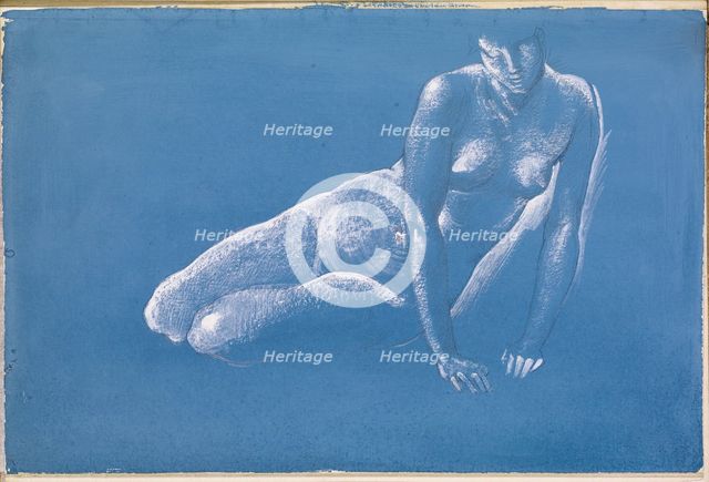 Sketchbook - Nude Study of Medusa for 'The Death of Medusa I', 1875-79. Creator: Sir Edward Coley Burne-Jones.