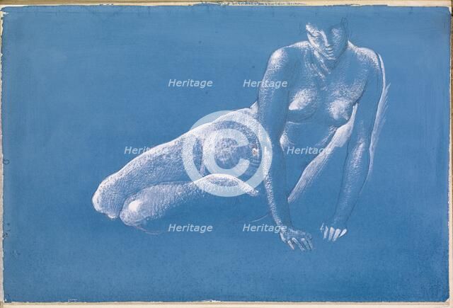Sketchbook - Nude Study of Medusa for 'The Death of Medusa I', 1875-79. Creator: Sir Edward Coley Burne-Jones.