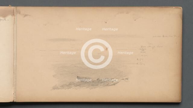Sketchbook, page 04: Sea Scape with Color Notations, 1859. Creator: Sanford Robinson Gifford (American, 1823-1880).