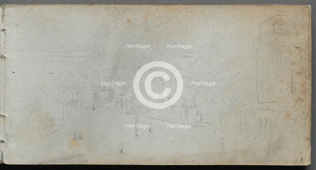 Sketchbook, page 01: Street Scene, 1905-10. Creator: Ernest Meissonier (French, 1815-1891).