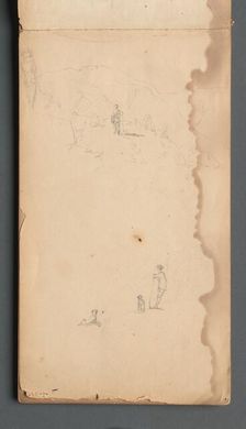 Sketchbook, page 02: Figure in a Landscape with Dog, 1859. Creator: Sanford Robinson Gifford (American, 1823-1880)