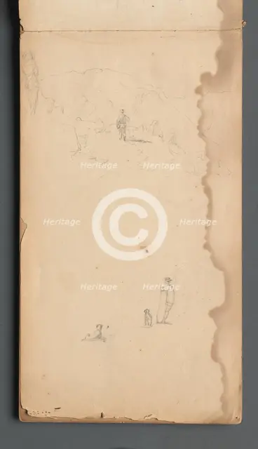 Sketchbook, page 02: Figure in a Landscape with Dog, 1859. Creator: Sanford Robinson Gifford (American, 1823-1880).