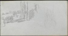 Sketchbook, page 18: Study of a Horse and Landscape Study. Creator: Ernest Meissonier (French, 1815-1891)