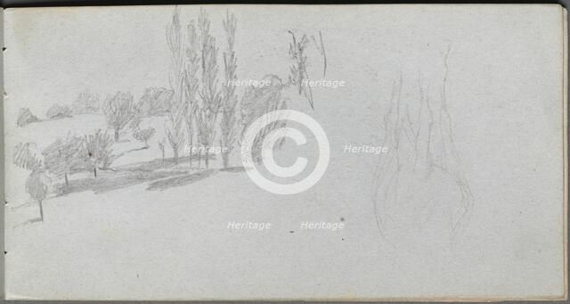 Sketchbook, page 18: Study of a Horse and Landscape Study. Creator: Ernest Meissonier (French, 1815-1891).