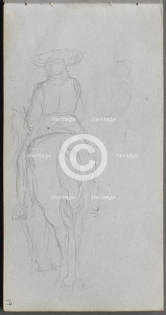 Sketchbook, page 19: Study of a Figure on Horseback seen from behind. Creator: Ernest Meissonier (French, 1815-1891).