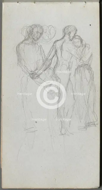 Sketchbook, page 10: Figures Embracing. Creator: Ernest Meissonier (French, 1815-1891).