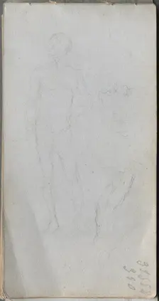 Sketchbook, page 100: Nude Figure, Profile. Creator: Ernest Meissonier (French, 1815-1891)