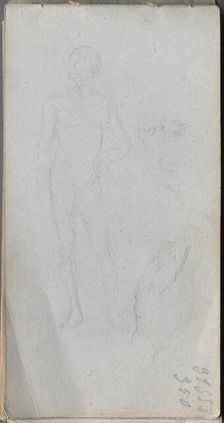 Sketchbook, page 100: Nude Figure, Profile. Creator: Ernest Meissonier (French, 1815-1891)
