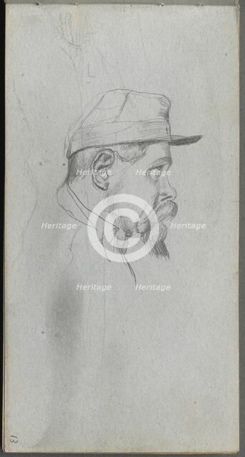 Sketchbook, page 13: Bust of a Man in Profile. Creator: Ernest Meissonier (French, 1815-1891).