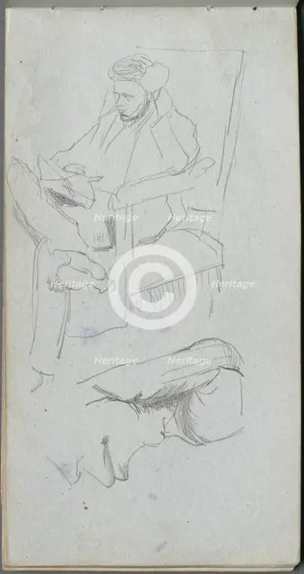 Sketchbook, page 24: Seated Male Figure. Creator: Ernest Meissonier (French, 1815-1891).