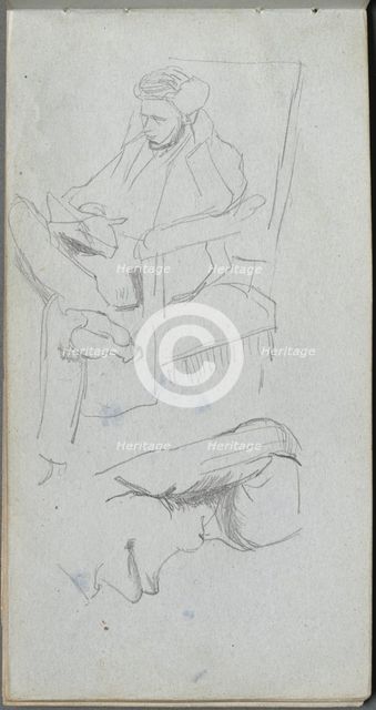 Sketchbook, page 24: Seated Male Figure. Creator: Ernest Meissonier (French, 1815-1891).