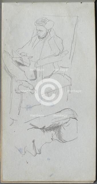 Sketchbook, page 24: Seated Male Figure. Creator: Ernest Meissonier (French, 1815-1891).