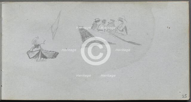 Sketchbook, page 25: Studies of Figures in Boats. Creator: Ernest Meissonier (French, 1815-1891).