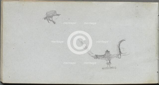 Sketchbook, page 26: Study of a Head and a Lamp. Creator: Ernest Meissonier (French, 1815-1891).