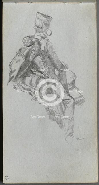 Sketchbook, page 23: Seated Soldier. Creator: Ernest Meissonier (French, 1815-1891).