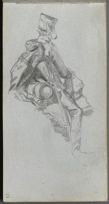 Sketchbook, page 23: Seated Soldier. Creator: Ernest Meissonier (French, 1815-1891)