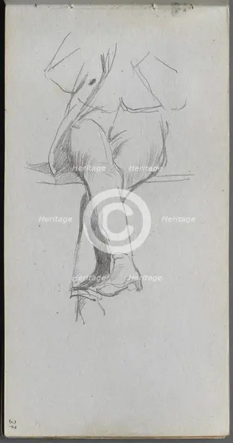Sketchbook, page 37: Figure Study, crossed legs. Creator: Ernest Meissonier (French, 1815-1891).