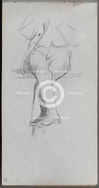 Sketchbook, page 37: Figure Study, crossed legs. Creator: Ernest Meissonier (French, 1815-1891).