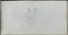 Sketchbook, page 38: Study of a Solider and Figure in Top Hat. Creator: Ernest Meissonier (French, 1815-1891)