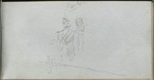 Sketchbook, page 38: Study of a Solider and Figure in Top Hat. Creator: Ernest Meissonier (French, 1815-1891)