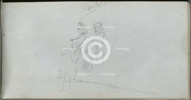 Sketchbook, page 38: Study of a Solider and Figure in Top Hat. Creator: Ernest Meissonier (French, 1815-1891).
