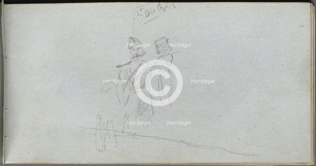 Sketchbook, page 38: Study of a Solider and Figure in Top Hat. Creator: Ernest Meissonier (French, 1815-1891).