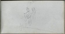 Sketchbook, page 38: Study of a Solider and Figure in Top Hat. Creator: Ernest Meissonier (French, 1815-1891)