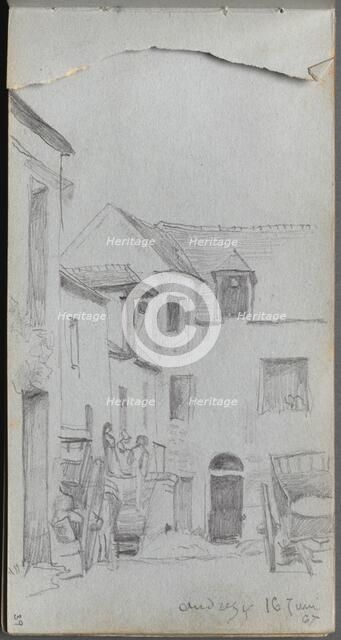 Sketchbook, page 39: Street Scene. Creator: Ernest Meissonier (French, 1815-1891).
