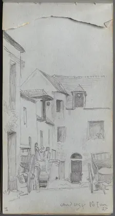 Sketchbook, page 39: Street Scene. Creator: Ernest Meissonier (French, 1815-1891)