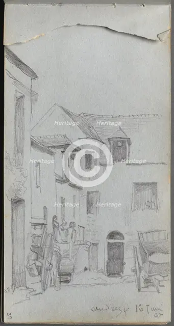 Sketchbook, page 39: Street Scene. Creator: Ernest Meissonier (French, 1815-1891).