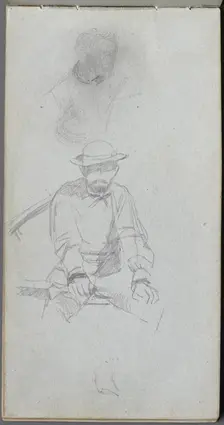 Sketchbook, page 30: Seated male Figure and Figure in Profile. Creator: Ernest Meissonier (French, 1815-1891)