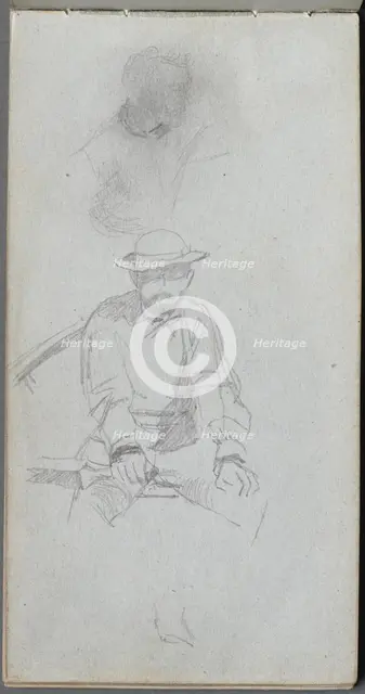 Sketchbook, page 30: Seated male Figure and Figure in Profile. Creator: Ernest Meissonier (French, 1815-1891).