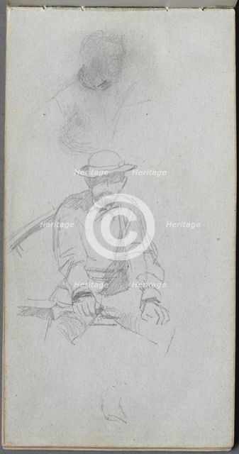 Sketchbook, page 30: Seated male Figure and Figure in Profile. Creator: Ernest Meissonier (French, 1815-1891).